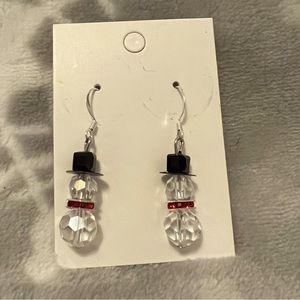 Crystal Snowman Dangle Earrings
